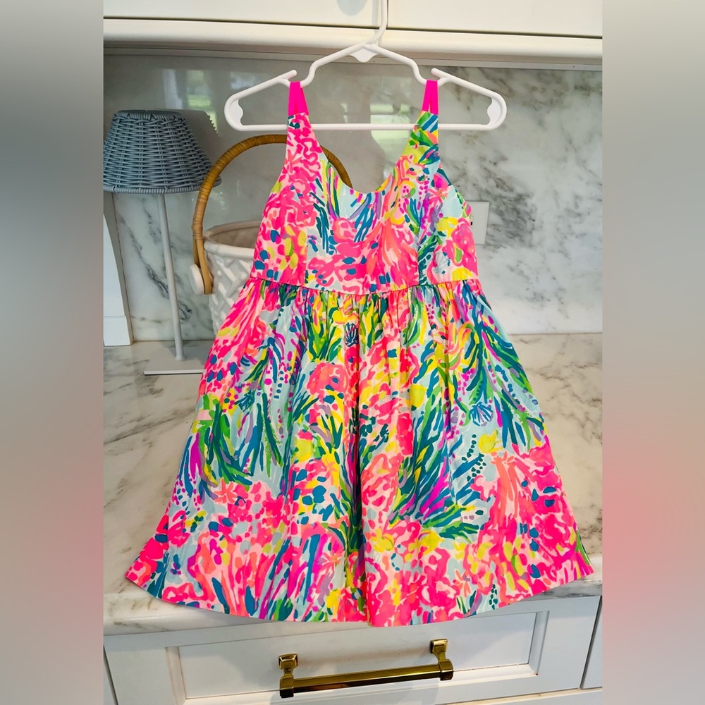 LILLY PULITZER’S “FAN SEA PANTS” GIRLS RUE COTTON DRESS, Size- 4 •LIKE NEW•